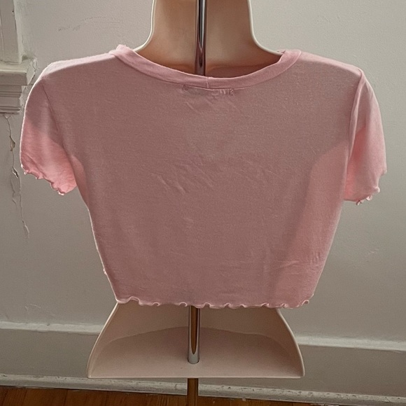 Papaya “Baddie” lettuce edge pink graphic crop top size L Barbiecore boho skater - Picture 8 of 16
